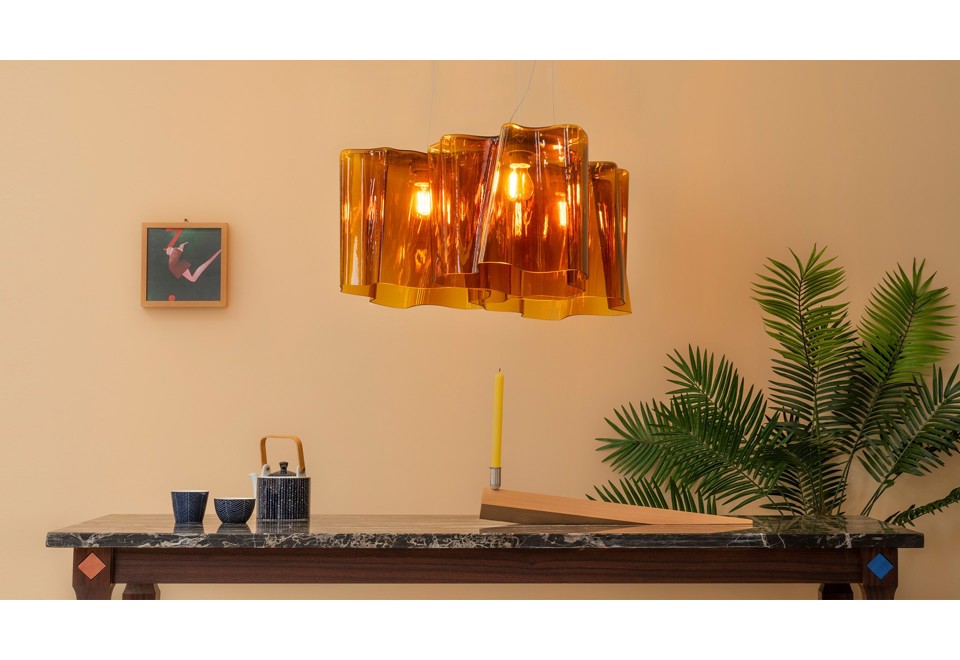 seconda foto LOGICO 3X120° Lampada a sospensione in vetro soffiato