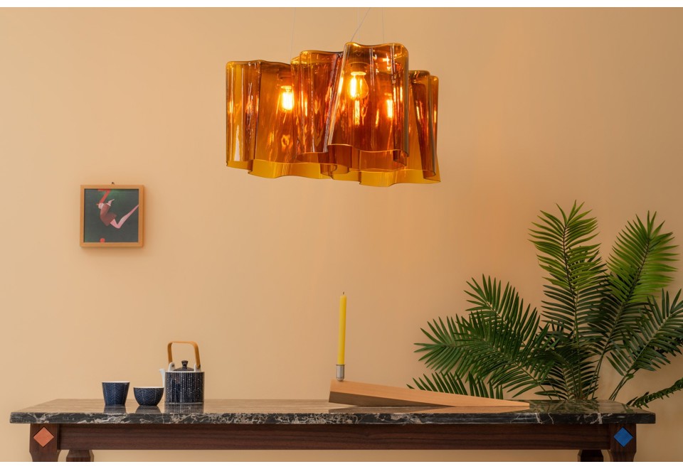 terza foto LOGICO 3X120° Lampada a sospensione in vetro soffiato