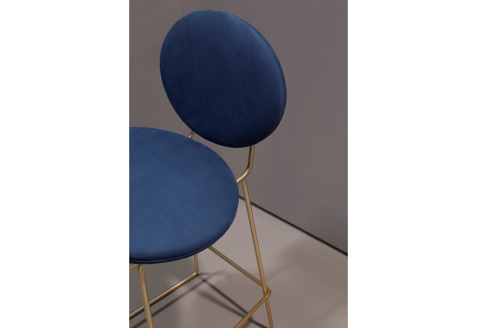 seconda foto GEMMA Sgabello alto imbottito in pelle in stile moderno con poggiapiedi