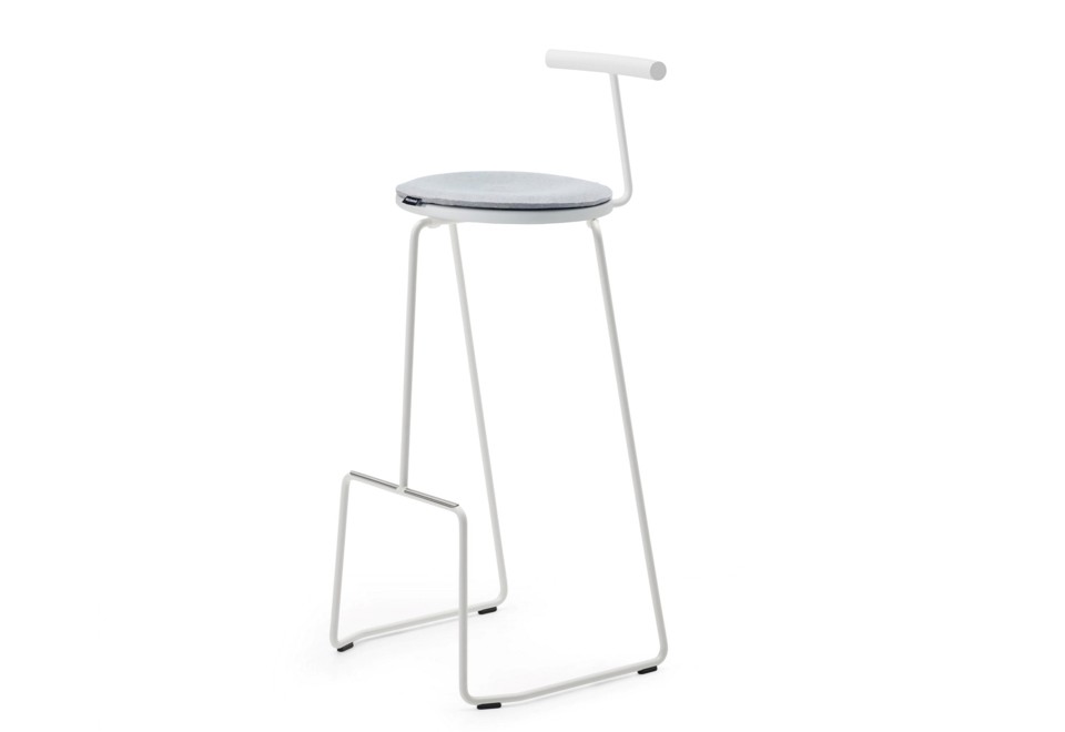 seconda foto TIKI BAR STOOL Sgabello alto in acciaio a slitta con schienale