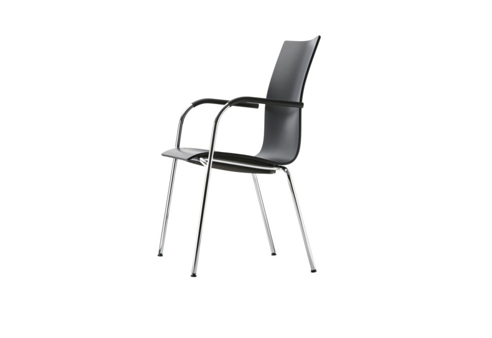 prima foto S 168 F Sedia impilabile in compensato con braccioli