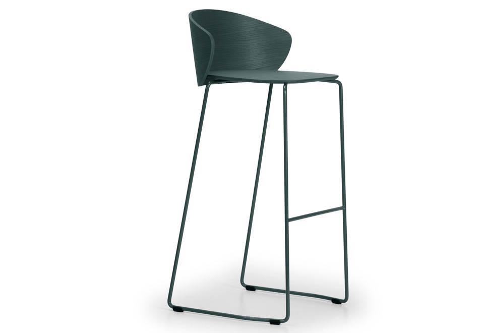 prima foto NOT WOOD Sgabello alto impilabile in acciaio e legno a slitta