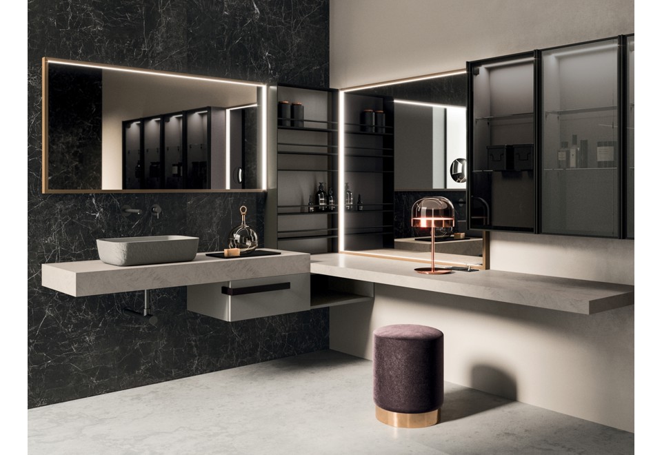 prima foto LYMPHA 08 Arredo bagno completo in legno laccato e Mineral Stone®