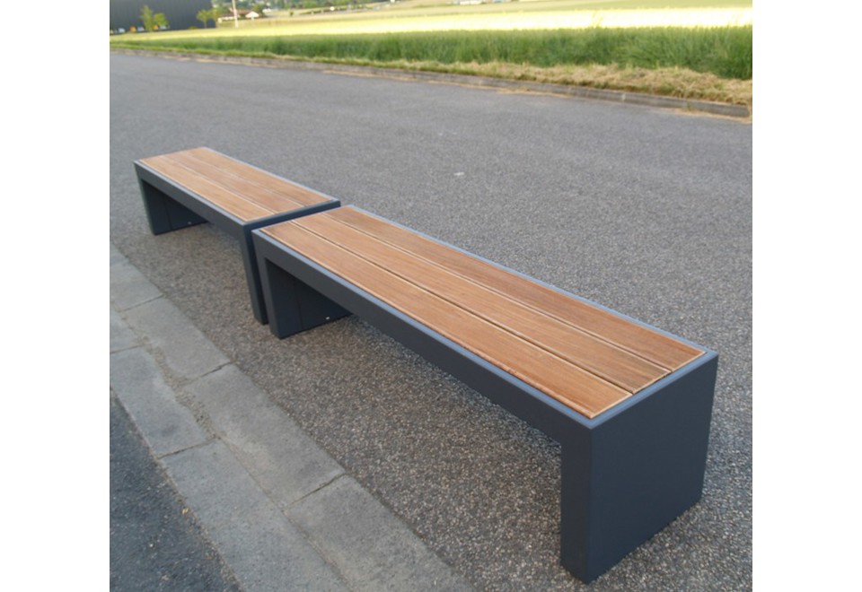 seconda foto STEELAB Panca da giardino modulare in acciaio e legno