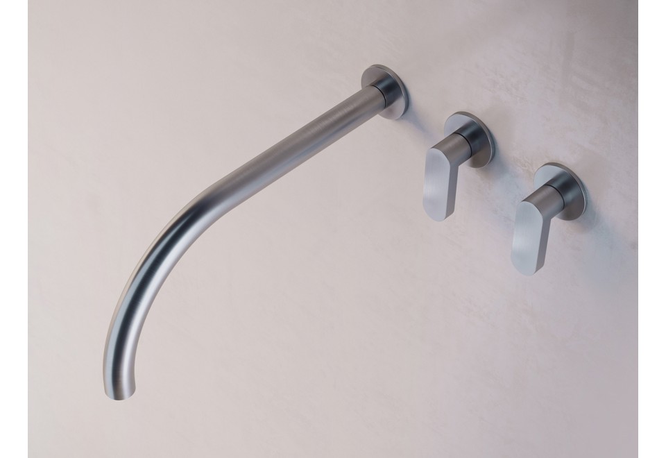 prima foto JP SET02 Miscelatore per lavabo a 3 fori a muro in acciaio inox