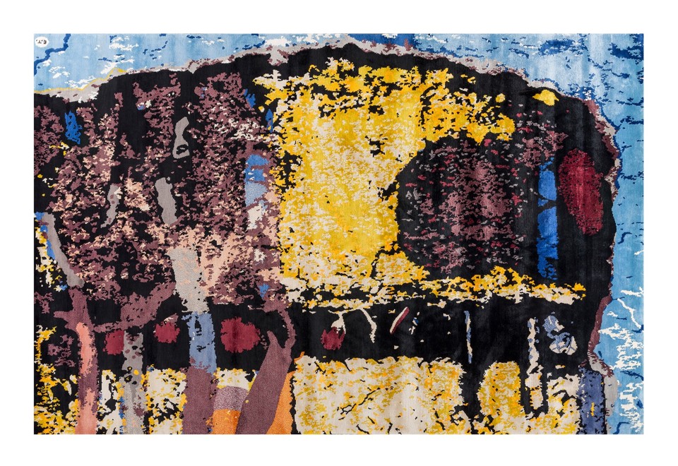 prima foto IDOL BLEU Tappeto rettangolare fatto a mano in seta vegetale