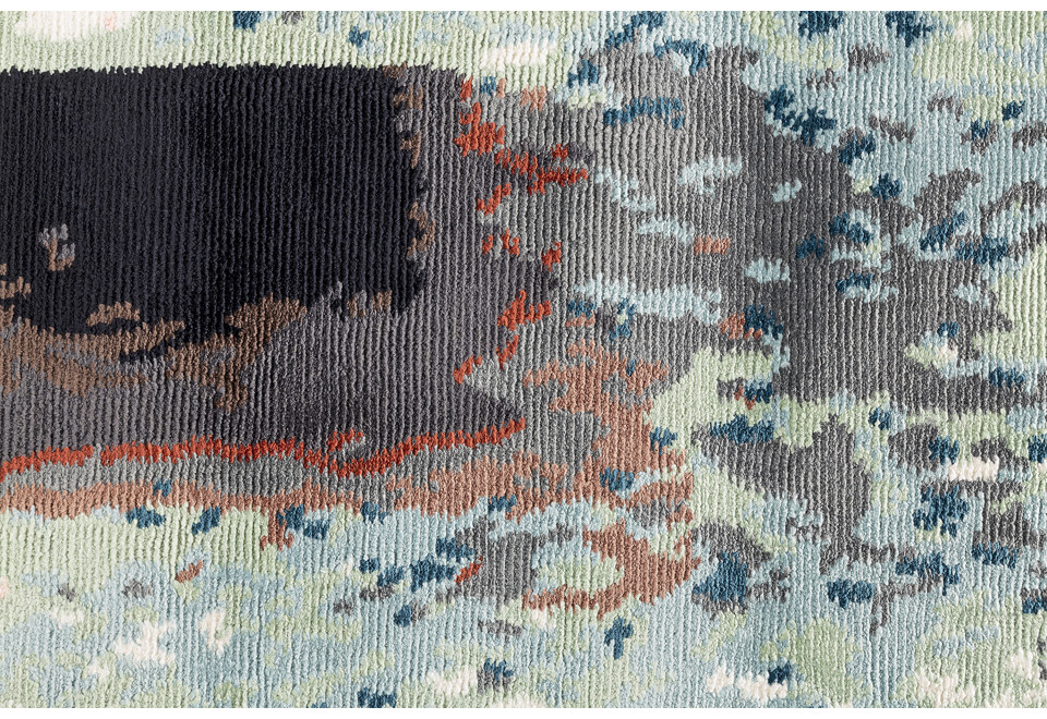 terza foto SOLAR COMB Tappeto rettangolare fatto a mano in seta vegetale