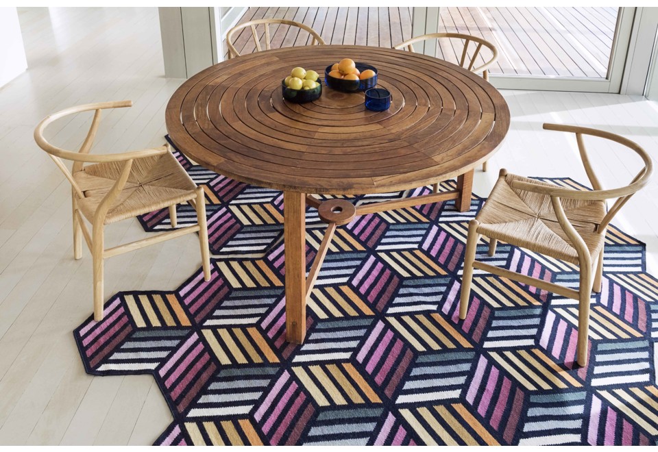 terza foto HEXAGON Tappeto in lana a motivi geometrici