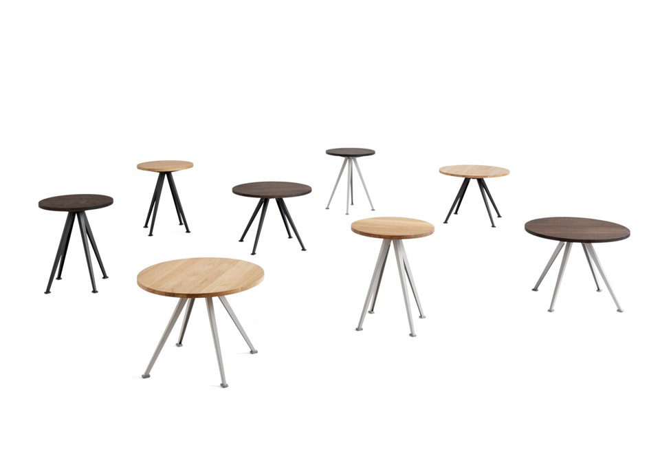 seconda foto PYRAMID COFFEE TABLE 51 Tavolino rotondo in acciaio e legno