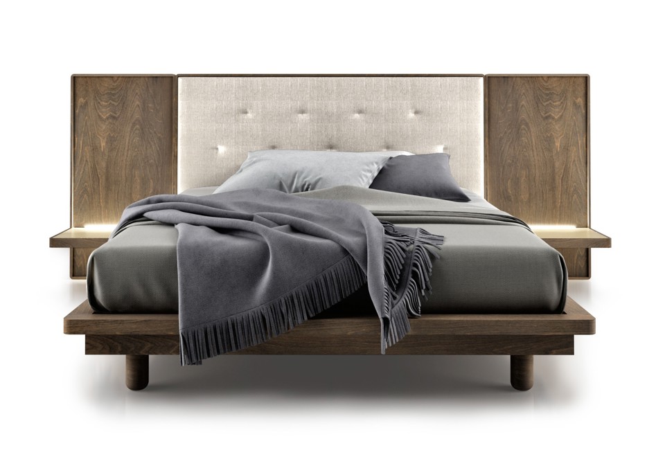 seconda foto SURFACE Letto con comodini integrati con testiera capitonné