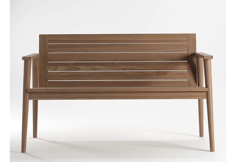 prima foto VINTAGE OUTDOOR Panca da giardino in teak con braccioli