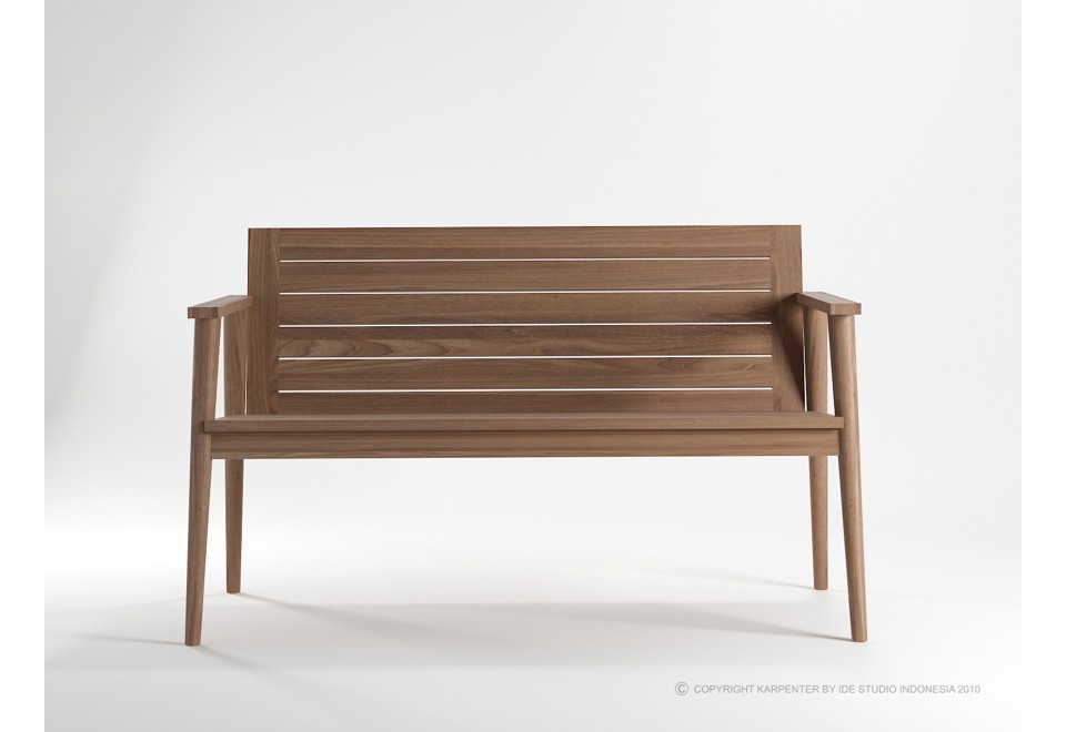 seconda foto VINTAGE OUTDOOR Panca da giardino in teak con braccioli