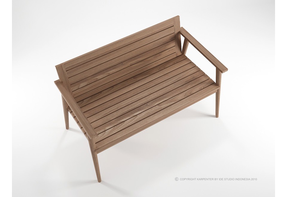 terza foto VINTAGE OUTDOOR Panca da giardino in teak con braccioli