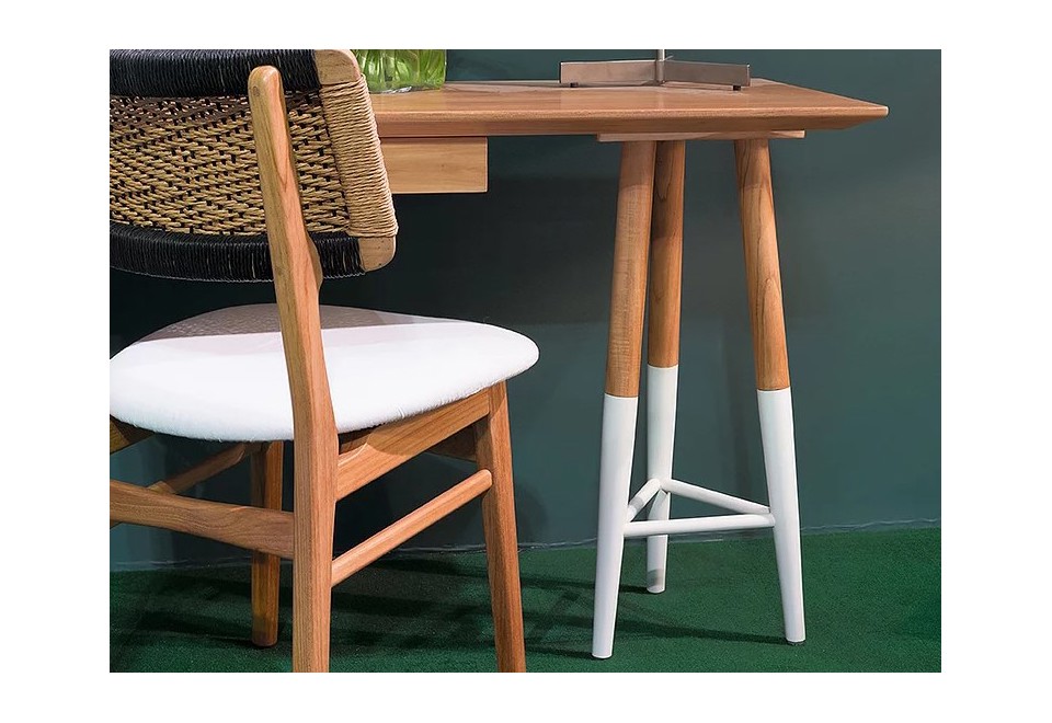 seconda foto GIANNO Scrivania rettangolare in teak con cassetti