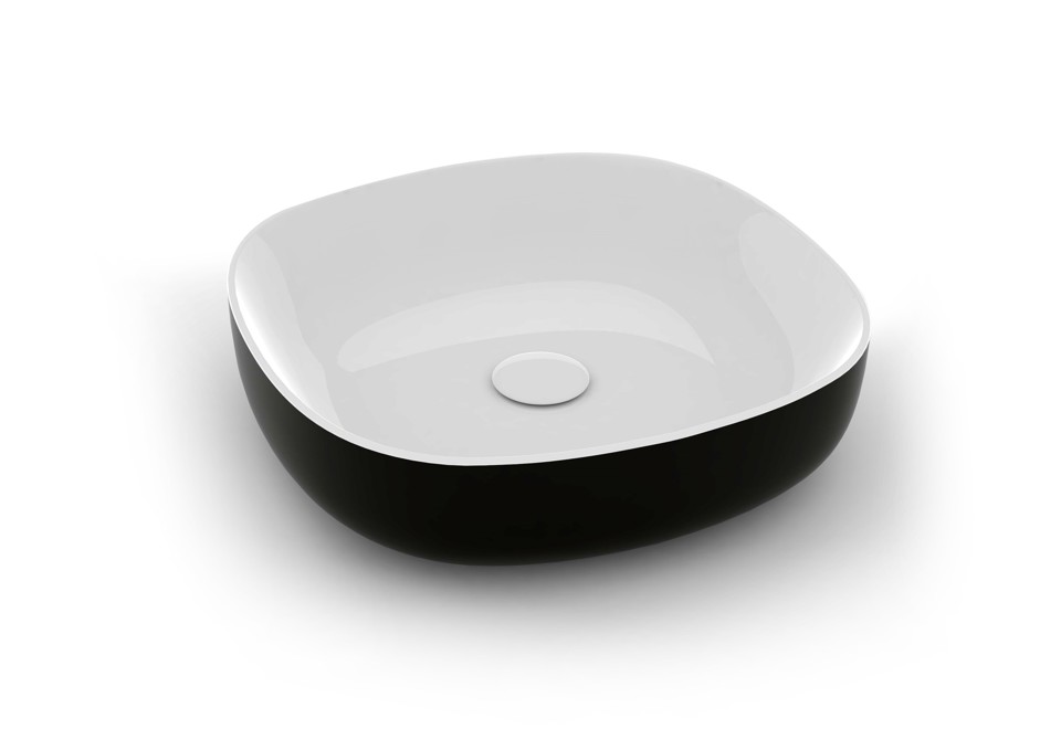 seconda foto METAMORFOSI Lavabo da appoggio quadrato in ceramica