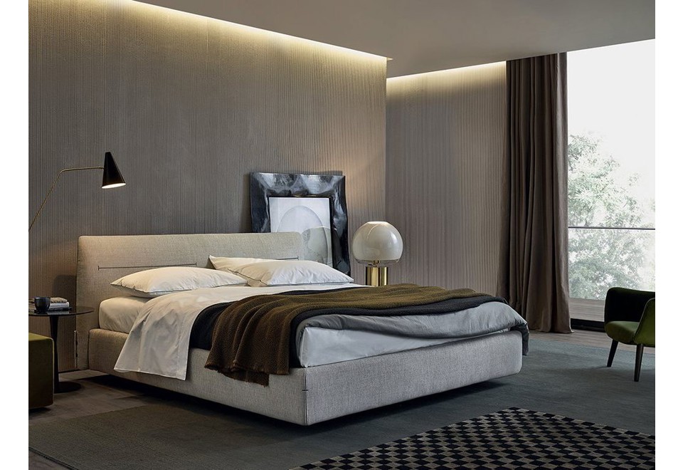 terza foto JACQUELINE Letto matrimoniale in tessuto con testiera imbottita