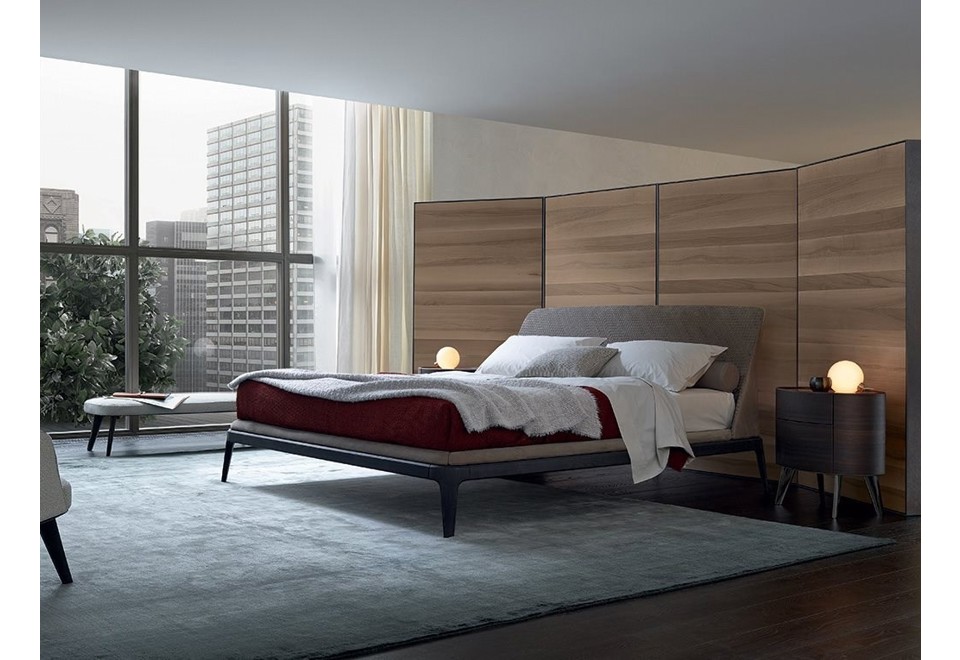 seconda foto KELLY Letto matrimoniale in tessuto con testiera imbottita