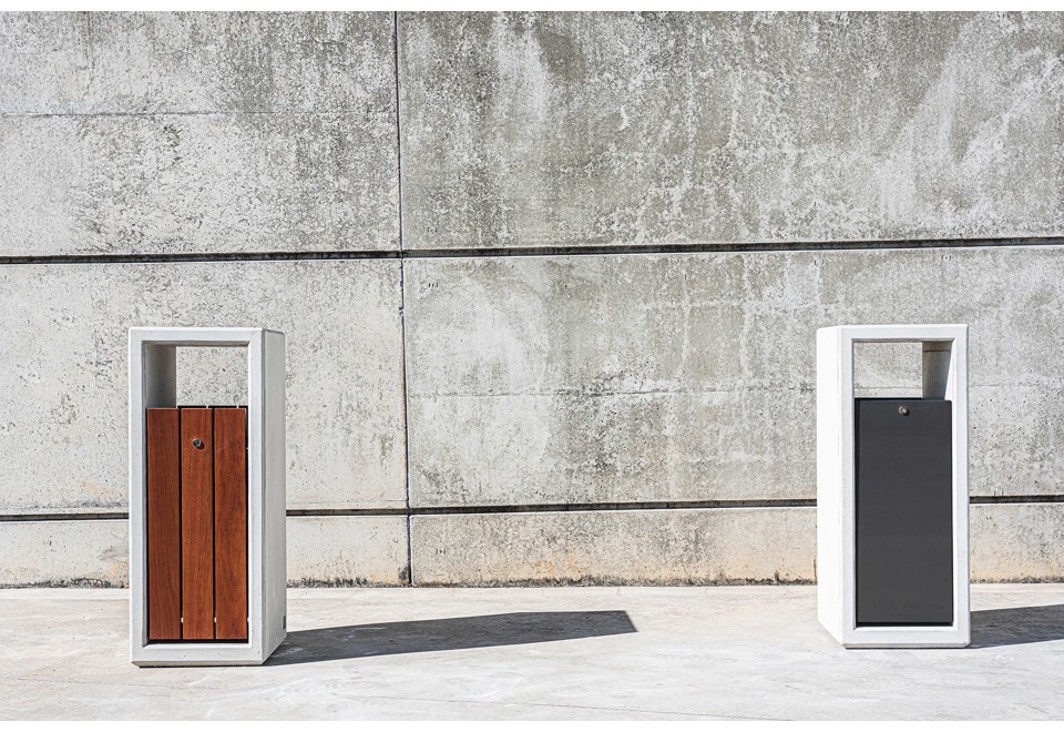 terza foto OUTLINE Portarifiuti in metallo e calcestruzzo