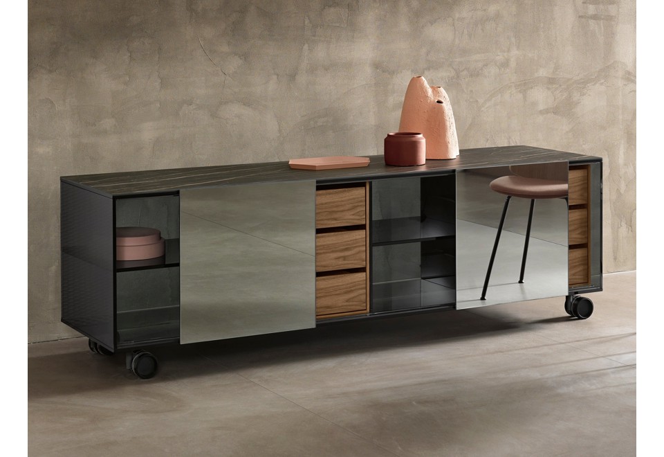 prima foto SHOJI Madia in ceramica e vetro con cassetti e ante scorrevoli