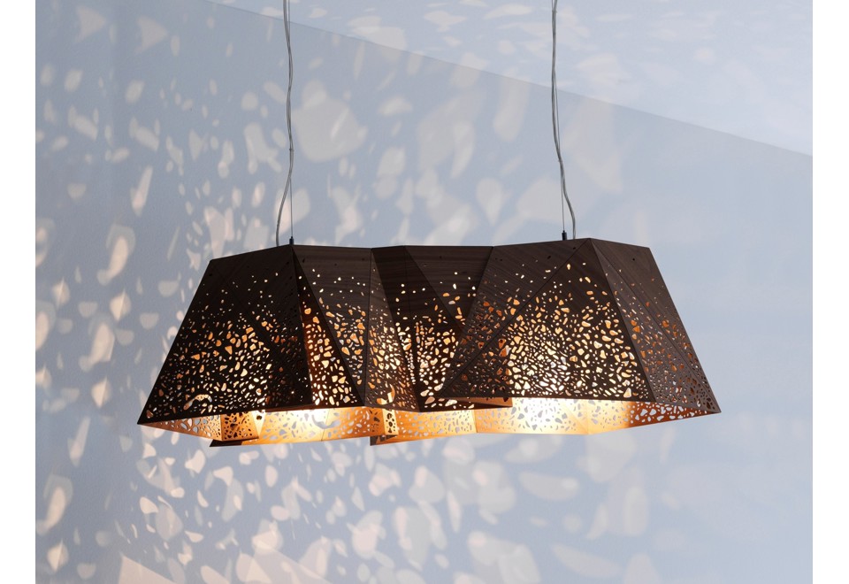 prima foto PLYWOOD CHANDELIER Lampadario in noce