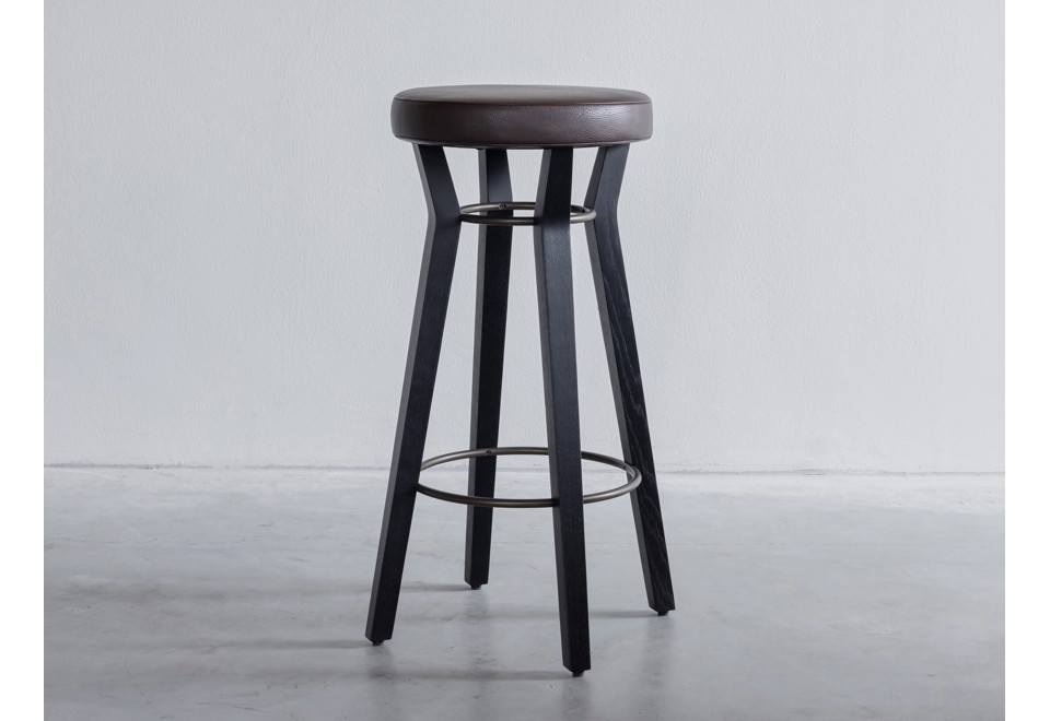 prima foto EOS Sgabello da bar in legno massello con cuscino integrato