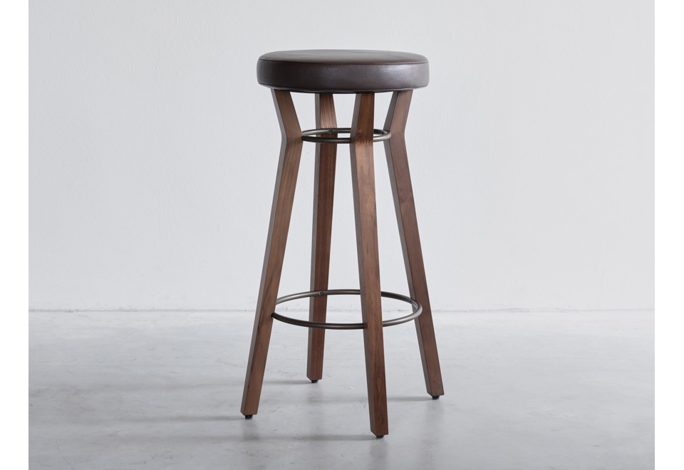 seconda foto EOS Sgabello da bar in legno massello con cuscino integrato