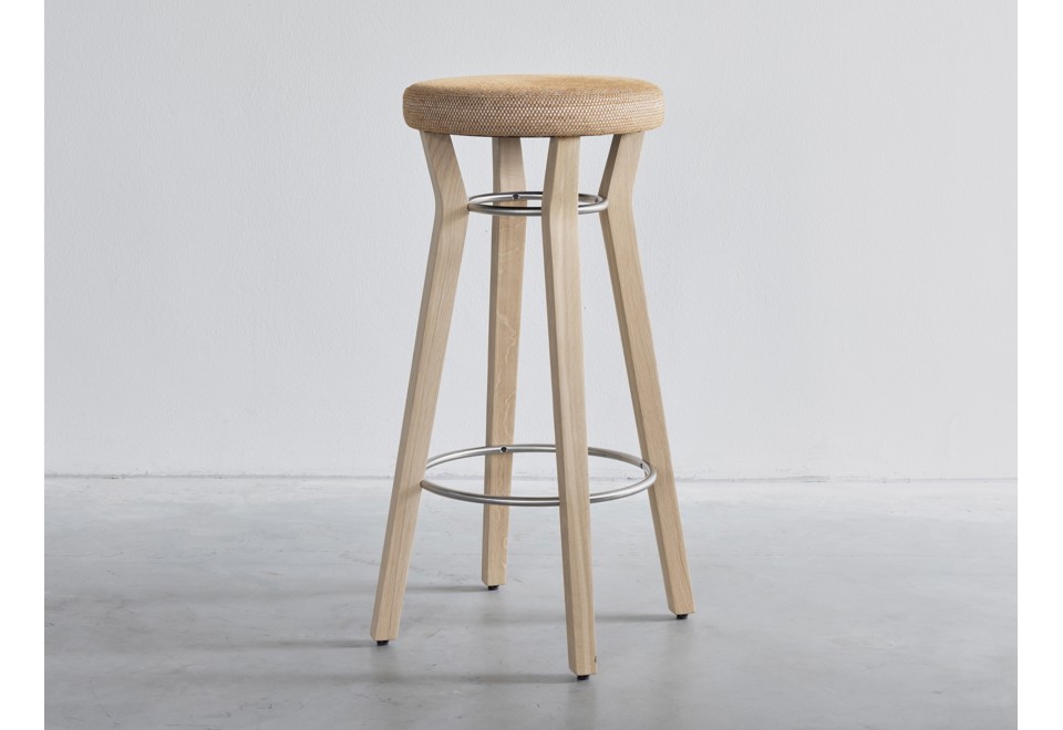 terza foto EOS Sgabello da bar in legno massello con cuscino integrato