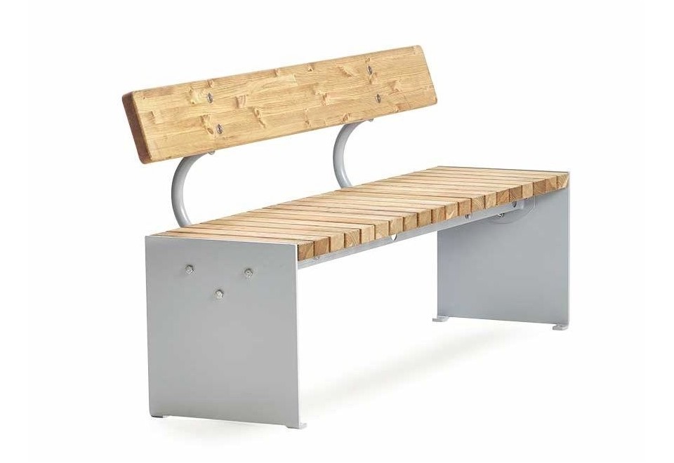prima foto VROOM Panchina componibile in acciaio e legno con schienale