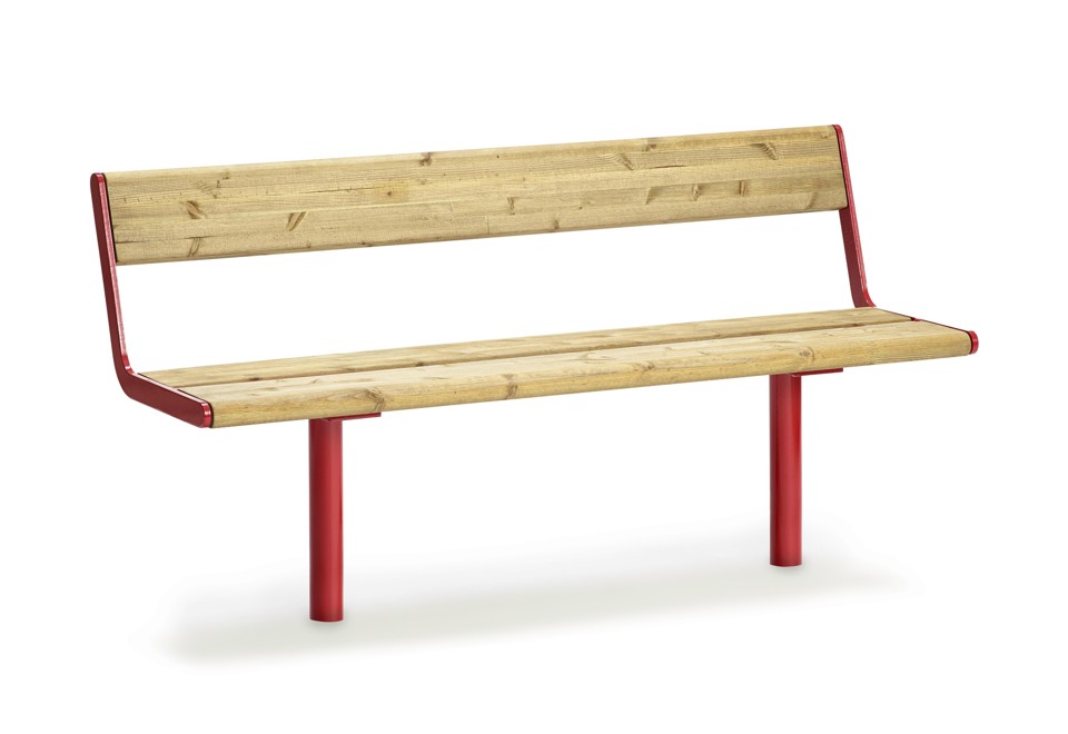 prima foto APRIL Panchina in acciaio e legno con schienale