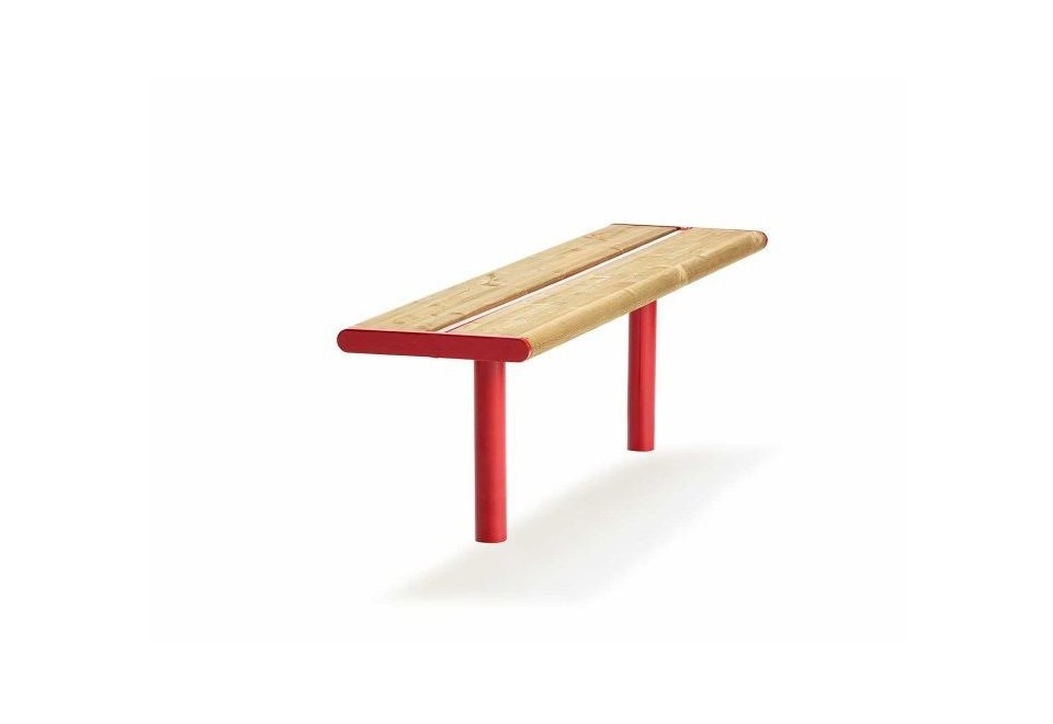 prima foto APRIL Panchina in acciaio e legno senza schienale
