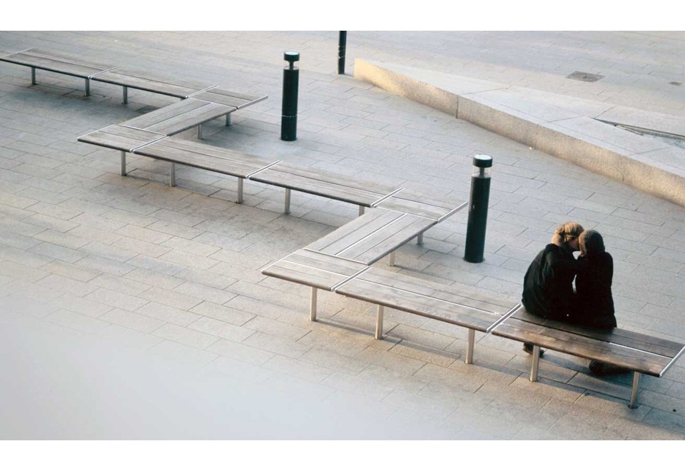 seconda foto APRIL Panchina in acciaio e legno senza schienale