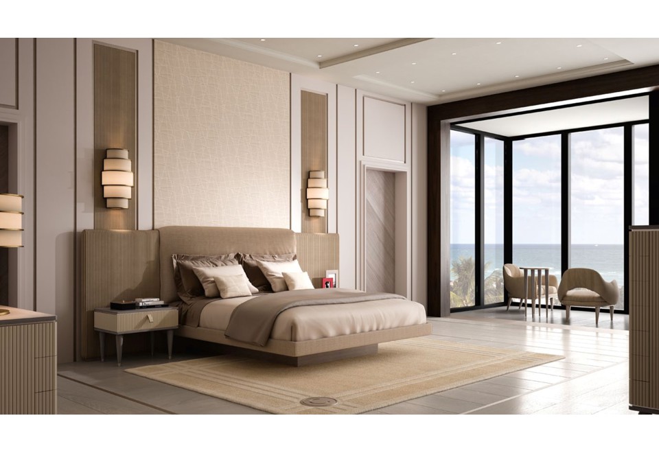 terza foto COCOON Letto matrimoniale in pelle e legno