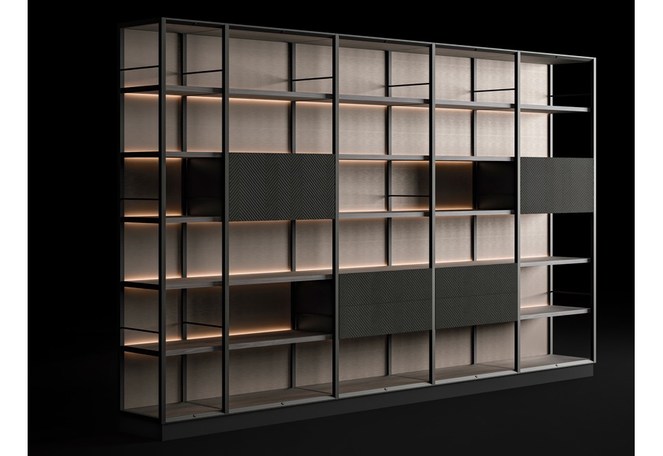 prima foto DRAGONFLY Libreria a giorno autoportante in legno e metallo