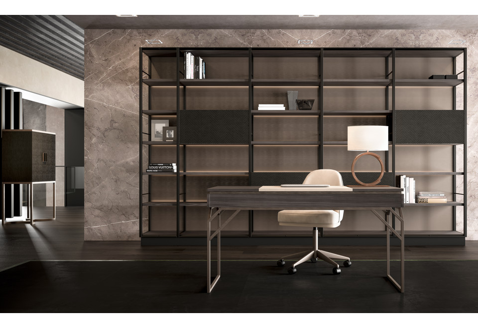 seconda foto DRAGONFLY Libreria a giorno autoportante in legno e metallo