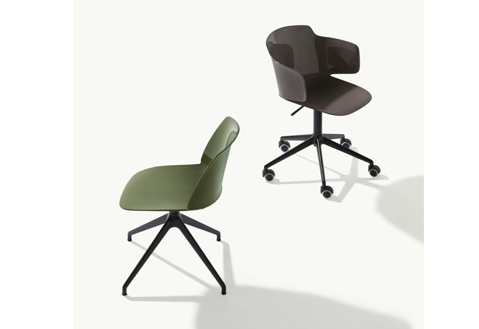 seconda foto CLASSY Sedia girevole in polipropilene a 5 razze con braccioli