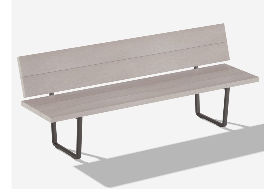 prima foto ORIZON Panca da giardino in alluminio effetto legno con schienale