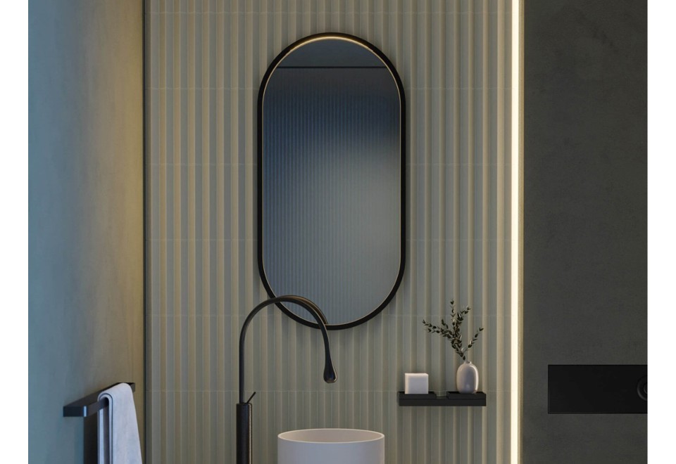 Specchio led 120 x 70 cm con lampade a sfera in alluminio satinato - Nivis