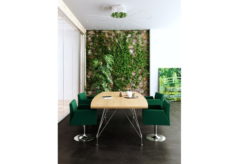 terza foto MEETING Scrivania direzionale in acciaio inox e legno