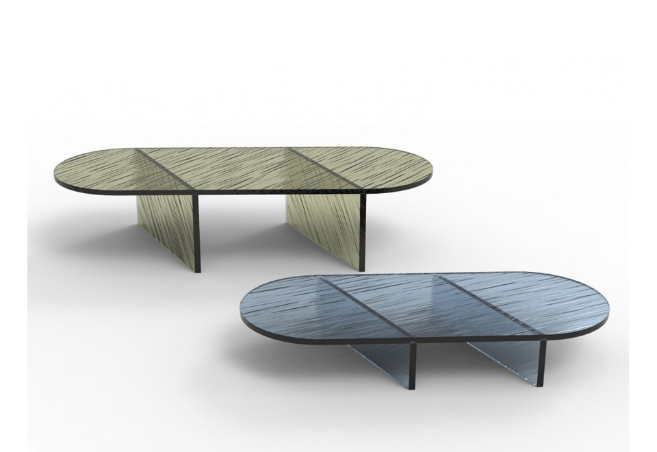 prima foto OVALE Tavolino da caffè ovale in vetro