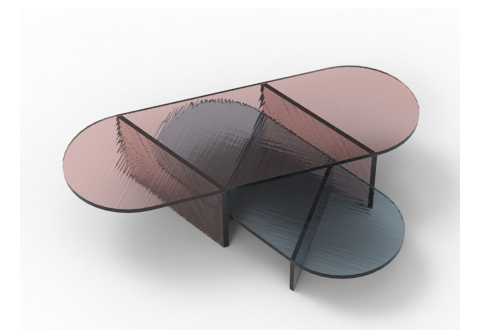 seconda foto OVALE Tavolino da caffè ovale in vetro