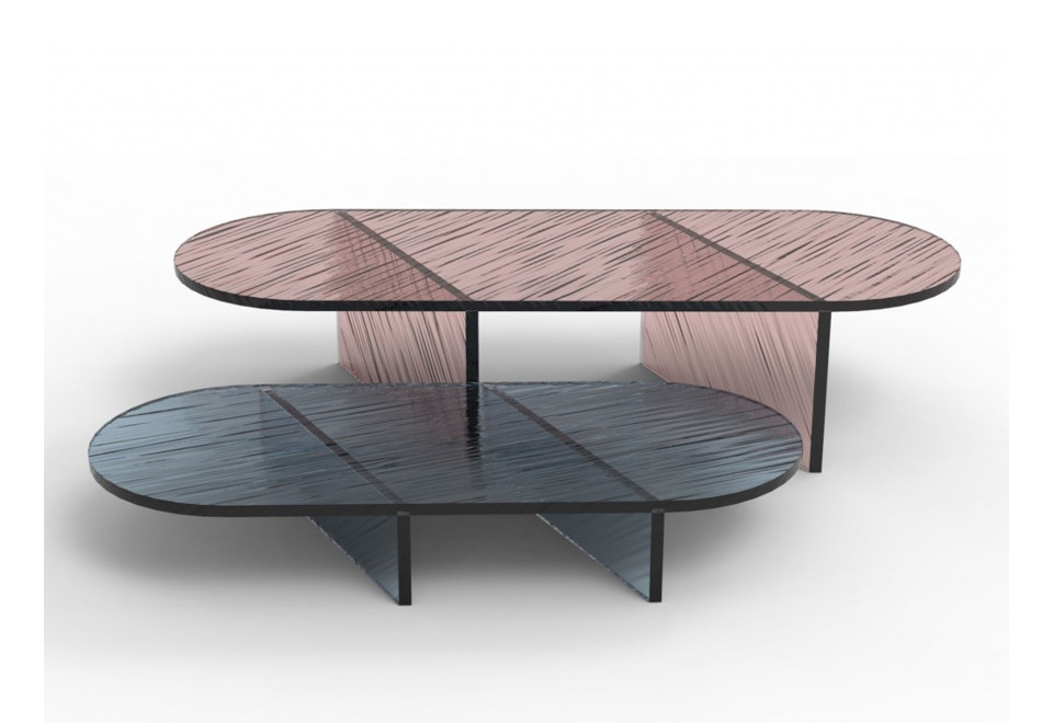 terza foto OVALE Tavolino da caffè ovale in vetro