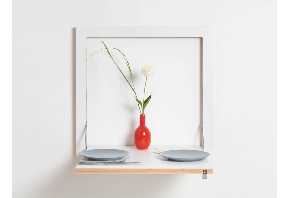 prima foto FLÄPPS KITCHEN TABLE WHITE Tavolo a muro da cucina in compensato