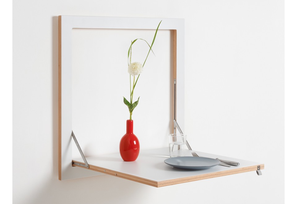 seconda foto FLÄPPS KITCHEN TABLE WHITE Tavolo a muro da cucina in compensato