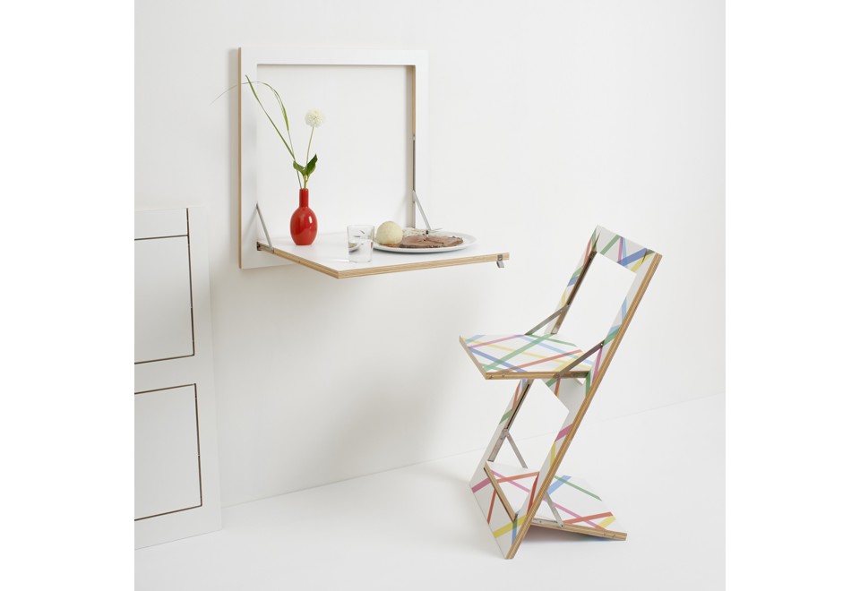 terza foto FLÄPPS KITCHEN TABLE WHITE Tavolo a muro da cucina in compensato