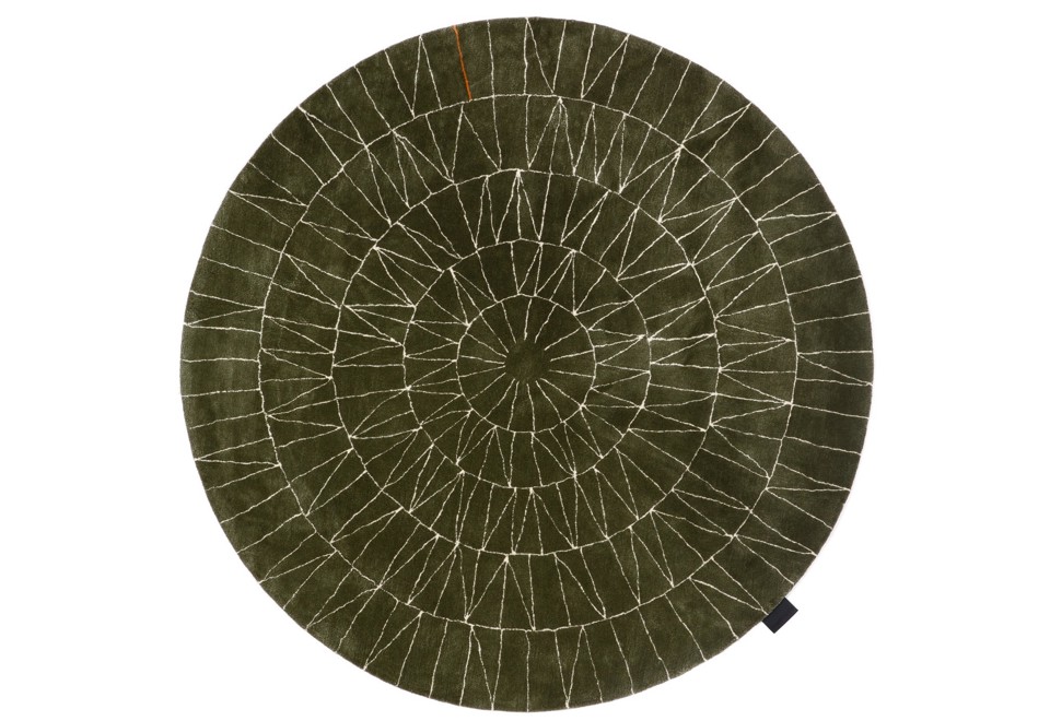 prima foto WEB Tappeto fatto a mano rotondo a motivi geometrici