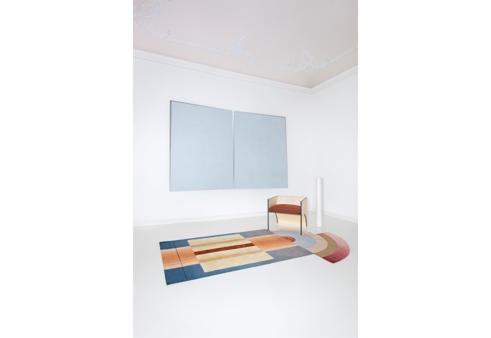 seconda foto BLISS BIG BLUE Tappeto fatto a mano a motivi geometrici
