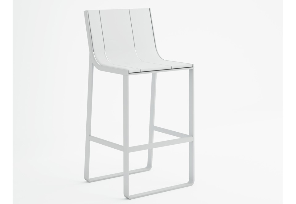 prima foto FLAT Sgabello alto in alluminio termolaccato a slitta con schienale