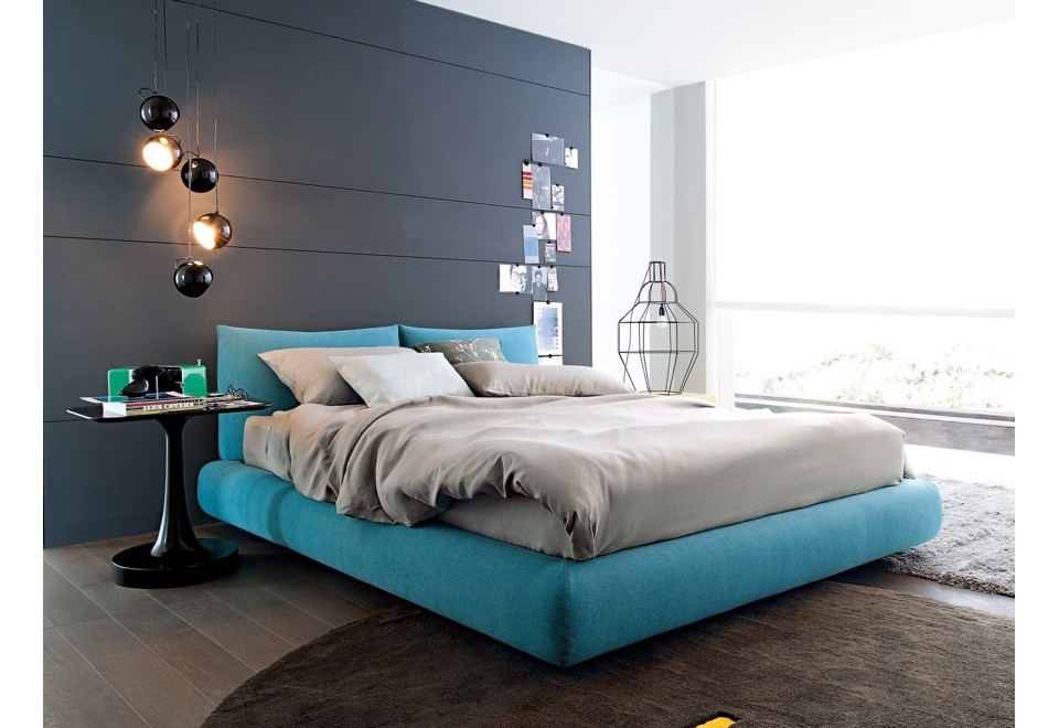 seconda foto DREAM Letto matrimoniale in tessuto con testiera imbottita