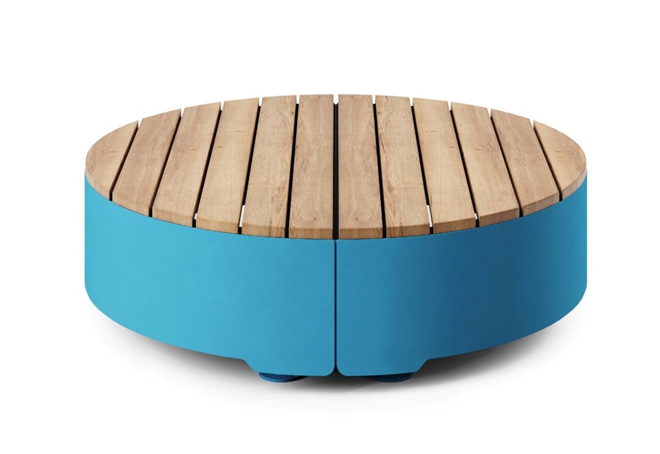 prima foto HIGH ROUND Panca da giardino in acciaio e legno