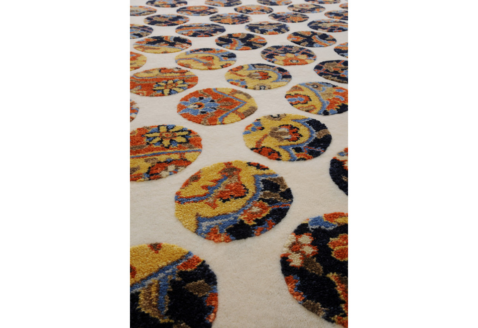 seconda foto POLKA DOTS I II Tappeto rettangolare optical in lana e cotone